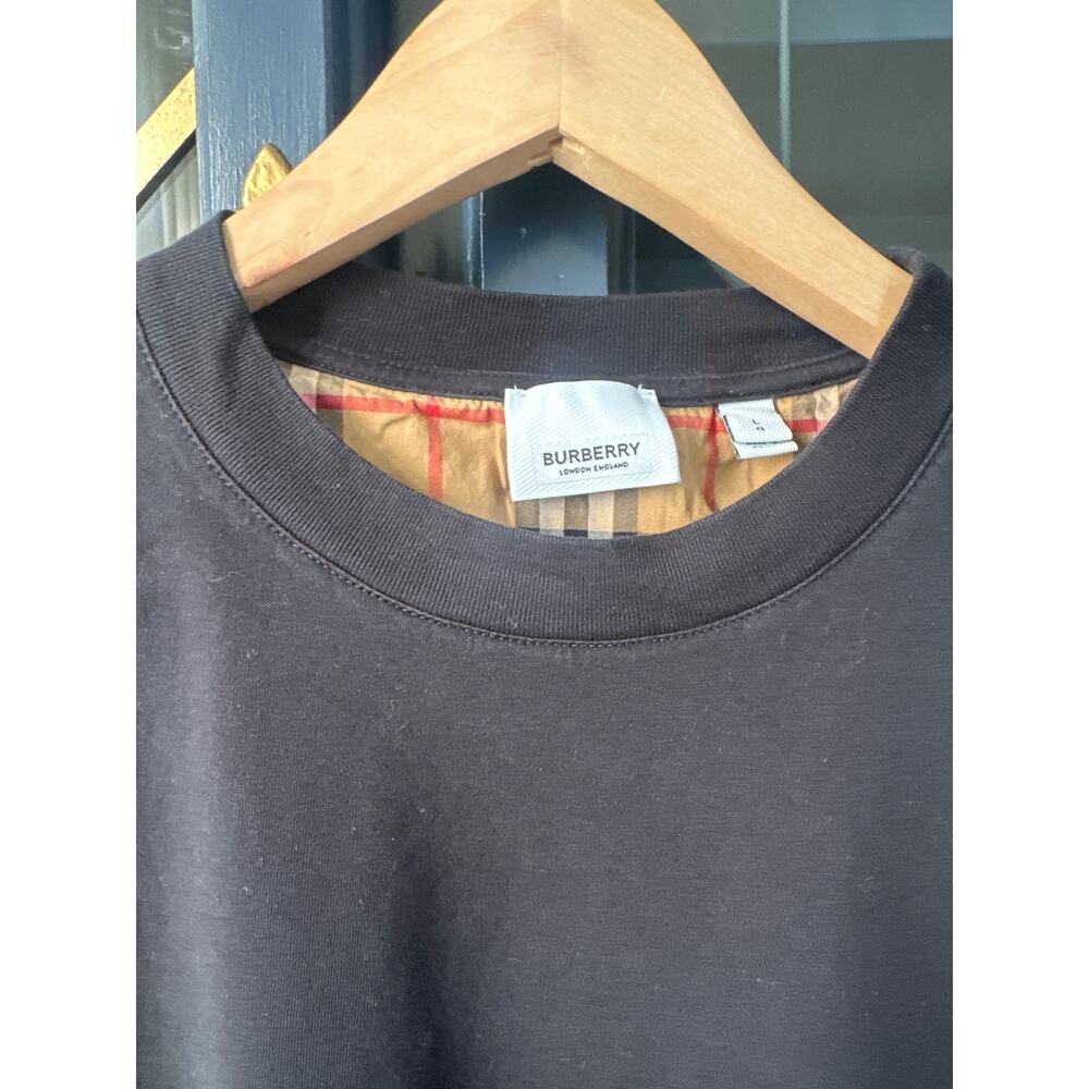 Burberry Serra Nova Check Black Oversized Tee Shirt Large L 8014895 - Picture 8 of 16